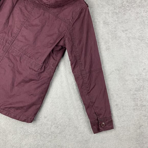 American Eagle Jacket Womens Small Burgundy Hooded Parka Utility Pockets Sherpa - Picture 9 of 16